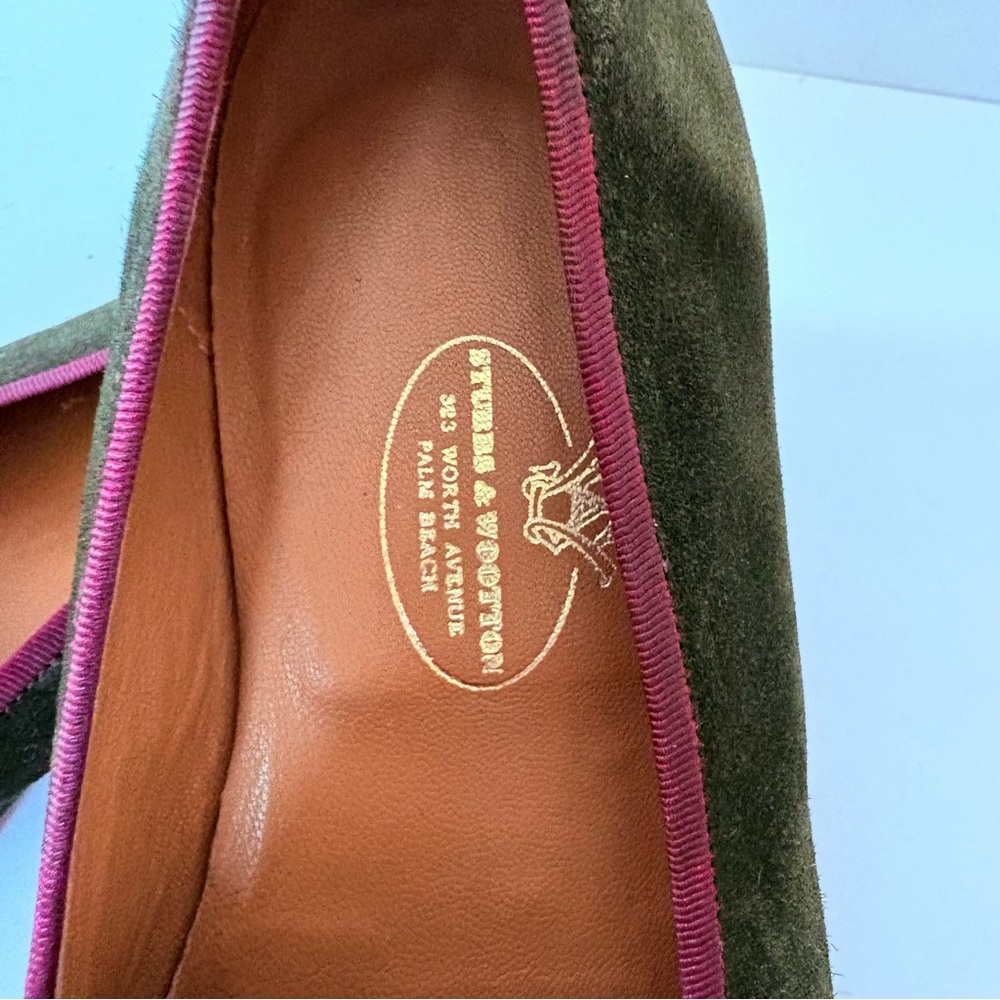 STUBBS&WOOTTON Green Pink Leather Suede Slip-On Loafers‎ Slippers 7 Men’s Yacht - Picture 2 of 7